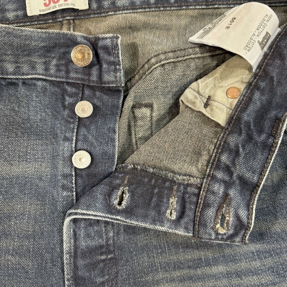 Levi's 501 Original Straight Leg Button Fly Jeans 36x32 Dark Wash Denim Everyday - Picture 4 of 11